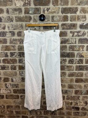 Converse One Star White Linen-Cotton Wide Leg Pants